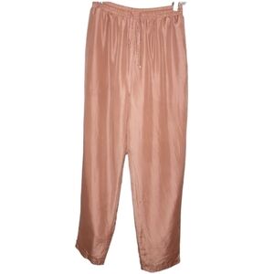 100% silk blush pink pants lined size small stretch waist